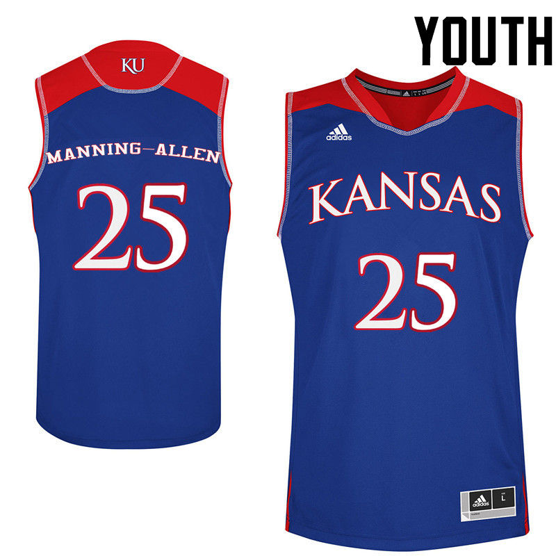 Youth Kansas Jayhawks #25 Caelynn Manning-Allen College Basketball Jerseys-Royals